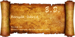 Benyák Dávid névjegykártya